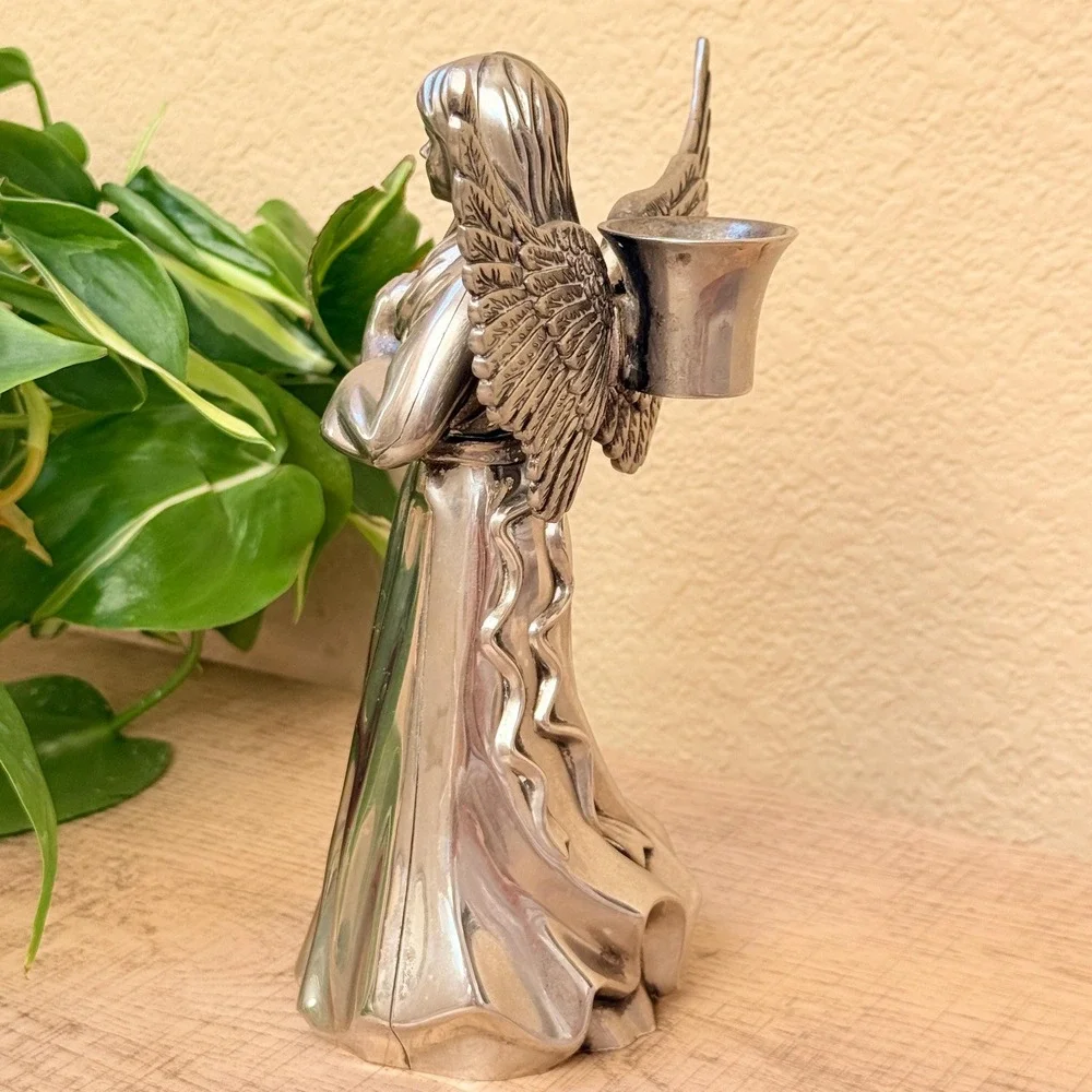 Vintage International Silver Company Angel Silver Plated Taper Candle Holder